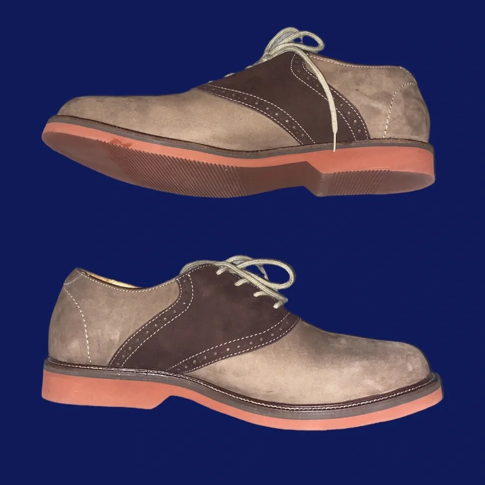 COPY - 1901 Mens oxford ‘Saddle up’ in color sand/chocolate brown, size 8 m